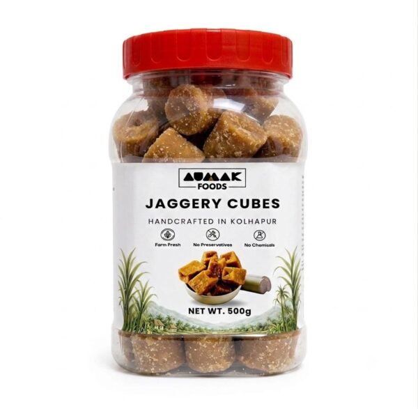 Aumak Foods Chemical Free Jaggery Cubes 500g | Natural Sugarcane Jaggery | Pure & Unrefined | No Added Chemicals | Traditional Indian Sweetener | Premium Quality